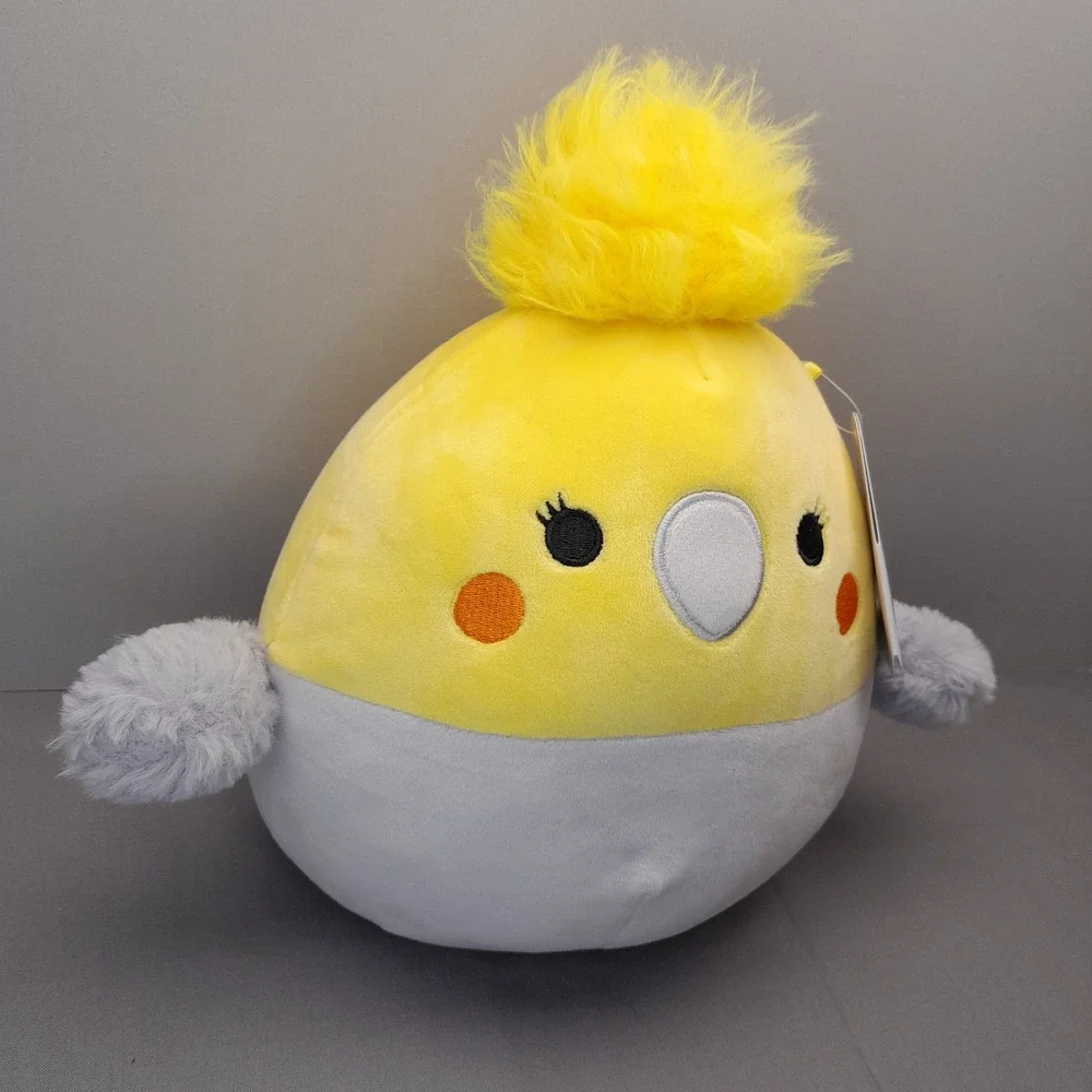 Squishmallows 8 Inch Charlize the Cockatiel Bird Yellow Grey Plush Kellytoy NWT